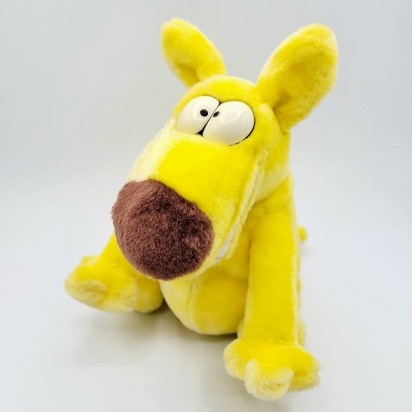 Vintage Yellow Mother Goose & Grimm Grimmy Dog Stuffed Animal 24K Co Plush 9" - Picture 1 of 9